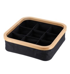 CESTA PLEGABLE 30X30X9CM SERIE BAMBU/NEGRO