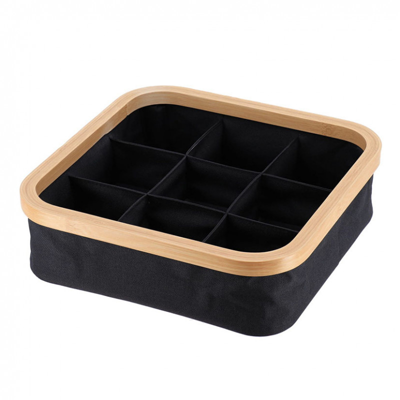 CESTA PLEGABLE 30X30X9CM SERIE BAMBU/NEGRO