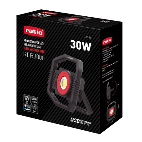 FOCO PROYECTOR LED CARGA USB 3000LM 30W