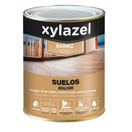 BARNIZ SUELOS AL AGUA BRILLO INCOLORO XYLAZEL