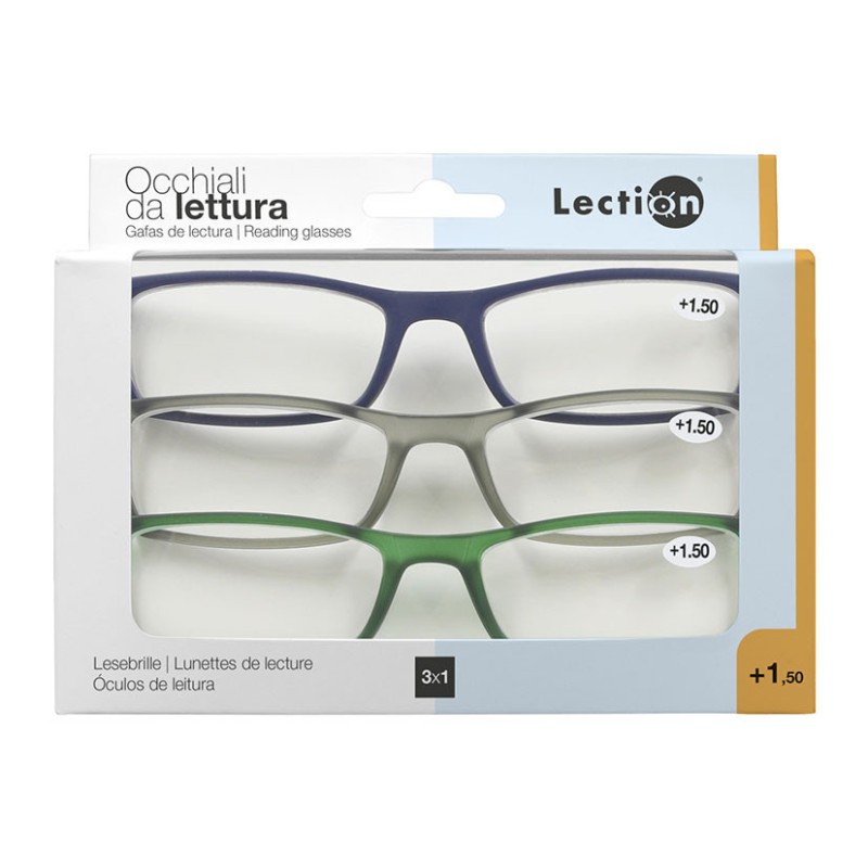 PACK 3 GAFAS BLU, GRIS Y VERDE +1,50