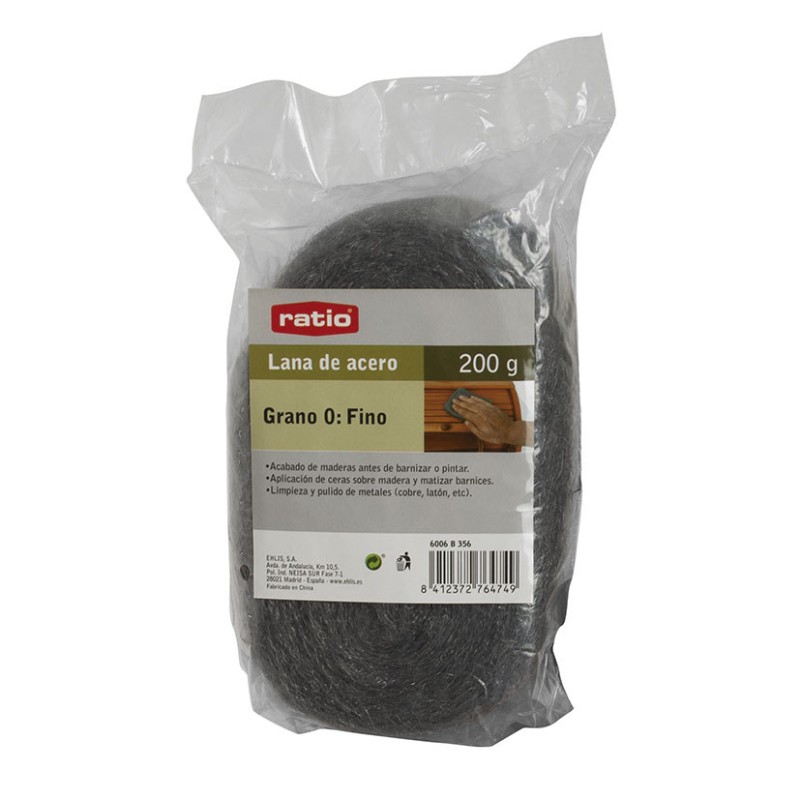 LANA DE ACERO GRANO FINO . 200GRS RATIO