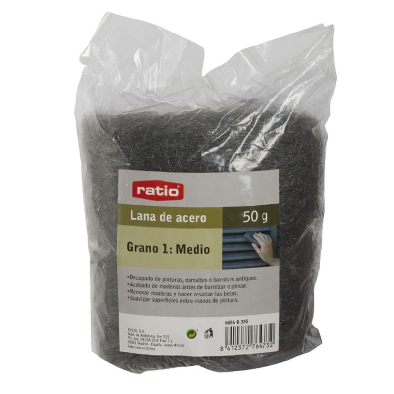 LANA DE ACERO GRANO MEDIO . 200GRS RATIO