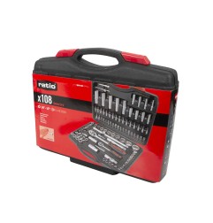 MALETIN HERRAMIENTAS 108 PIEZAS 1/4" 1/2" CR-V RATIO
