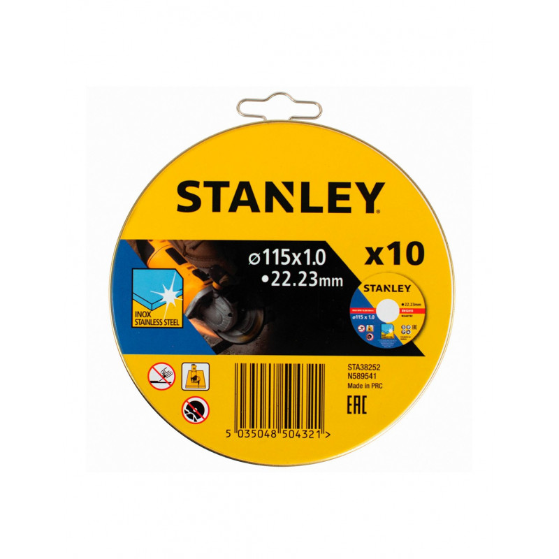 SET 10 DISCOS CORTE INOX 115MM STANLEY