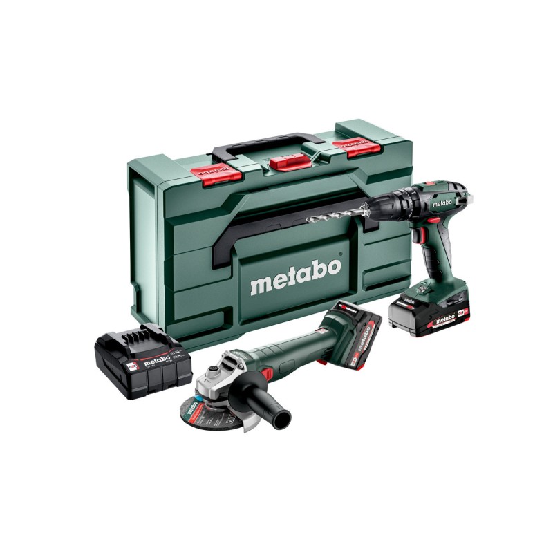 ATORNILLADOR PERCUTOR + AMOLADORA METABO 2.4.4 18V 2AH/4AH