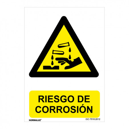 SEÑAL PELIGRO RIESGO DE CORROSION 21X30CM