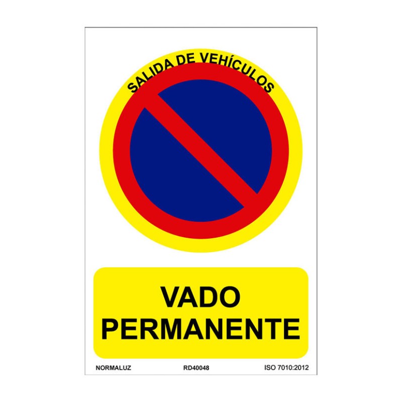 SEÑAL PROHIBIDO VADO PERMANENTE 210X300MM