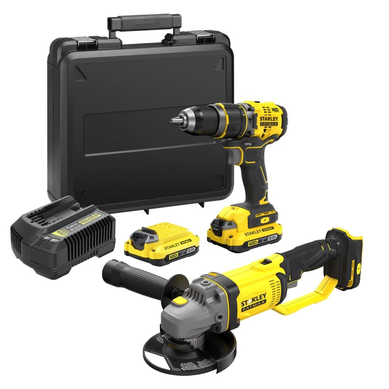 TALADRO PERCUTOR + AMOLADORA STANLEY CPROF634 18V 2X2AH