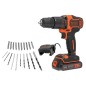 KIT TALADRO PERCUTOR B&D + 20 ACCESORIOS 18V 2AH