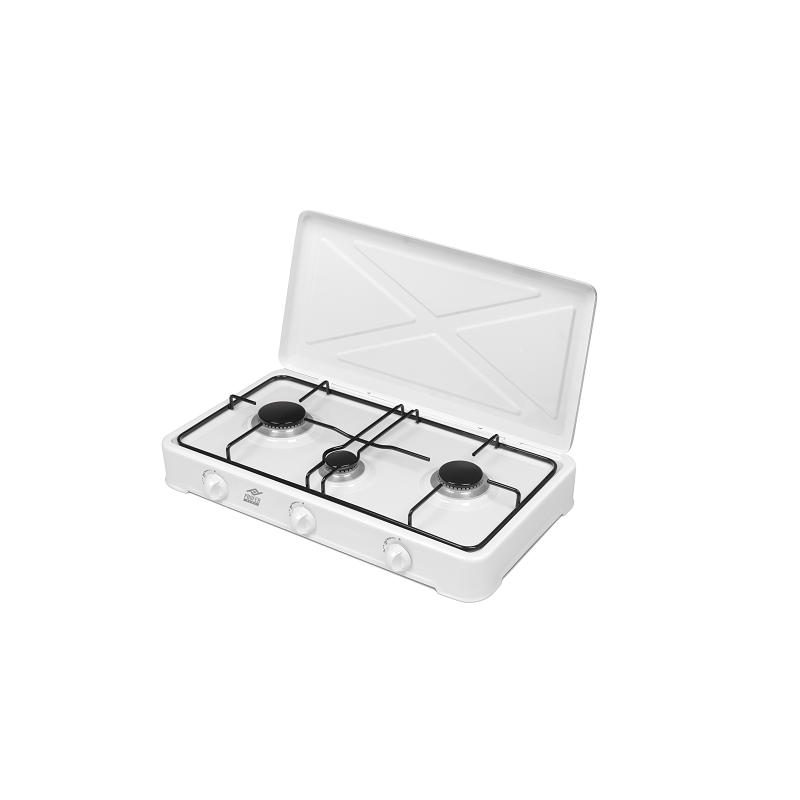COCINA GAS 3 QUEMADORES CON TAPA BLANCA