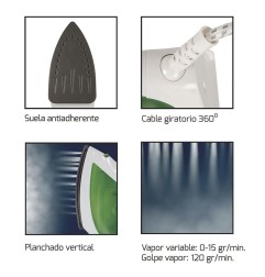 PLANCHA VAPOR HG-7200B 1600W HABITEX