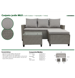 SET JARDÍN NILO RATTAN 3 PIEZAS