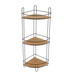 ESTANTERIA ESQUINERA METAL + 3 ESTANTES BAMBÚ