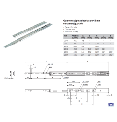 GUÍA TELESCÓPICA 45MM SOFT CON AMORTIGUACIÓN ADEFEC