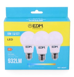 KIT 3 BOMBILLAS STANDARD LED E27 10W 932LM 6400K LUZ FRIA