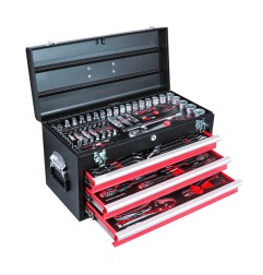 CAJA HERRAMIENTAS METÁLICA 143 PIEZAS 3 CAJONES
