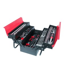 CAJA HERRAMIENTAS METALICA 63 PIEZAS 5 COMPARTIMENTOS