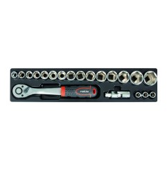 CAJA HERRAMIENTAS METALICA 63 PIEZAS 5 COMPARTIMENTOS