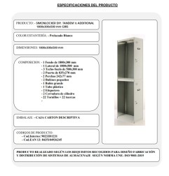 TAQUILLA 2 PUERTAS 180X30X50CM GRIS ADICIONAL