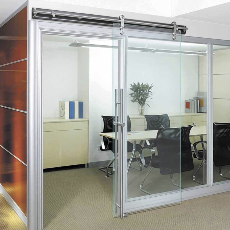 KIT PUERTA CORREDERA DE CRISTAL 2M COLGADORES OCULTOS KIT PUERTA CORREDERA DE CRISTAL 2M COLGADORES OCULTOS