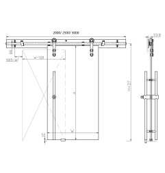 KIT PUERTA CORREDERA DE CRISTAL 2M COLGADORES OCULTOS