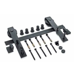 KIT PUERTA CORREDERA RÚSTICO 2M 30X5 NEGRO