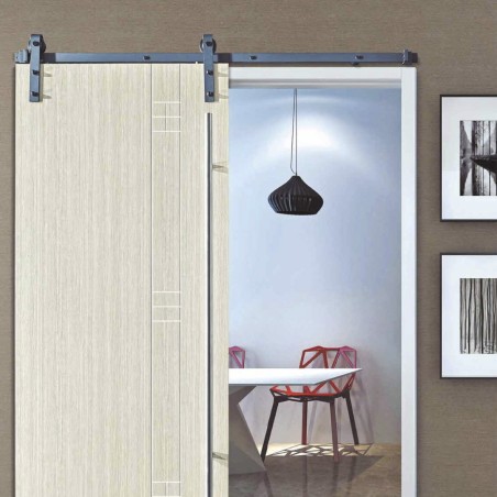 KIT PUERTA CORREDERA RÚSTICO 2M NEGRO