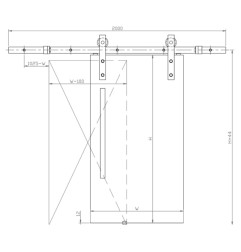 KIT PUERTA CORREDERA RÚSTICO 2M NEGRO