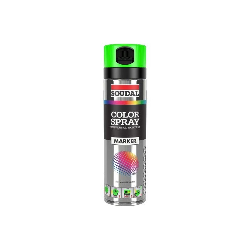 SPRAY MARCADOR OBRAS VERDE FLUOR 500ML SOUDAL SPRAY MARCADOR OBRAS VERDE FLUOR 500ML SOUDAL