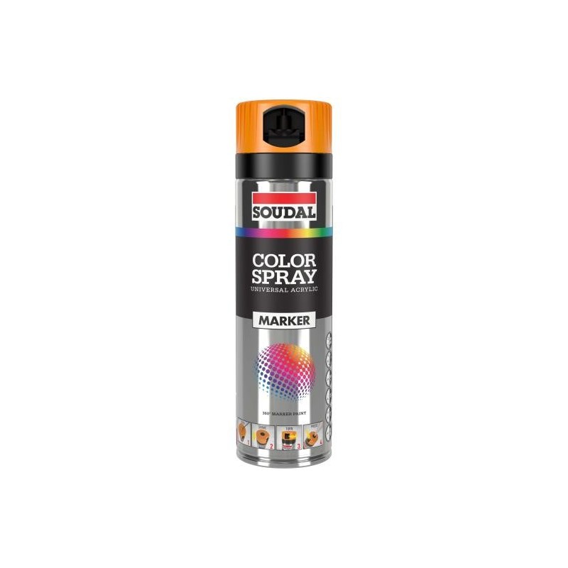 SPRAY MARCADOR OBRAS NARANJA FLUOR 500ML SOUDAL