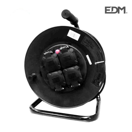 Enrollacables profesional con protector termico 3 x1,5mm 50mts 4 tomas (con tapas)  edm