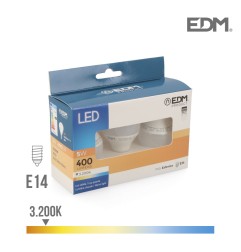 Kit 3 bombillas esfericas led e14 5w 400 lm 3200k luz calida edm
