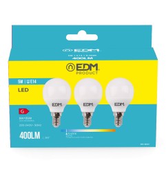 KIT 3 BOMBILLAS LED E14 5W 400LM 6400K LUZ FRIA