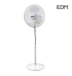 Ventilador de pie con base circular blanco 45w  ø aspas 40cm altura regulable 110-130 cm edm