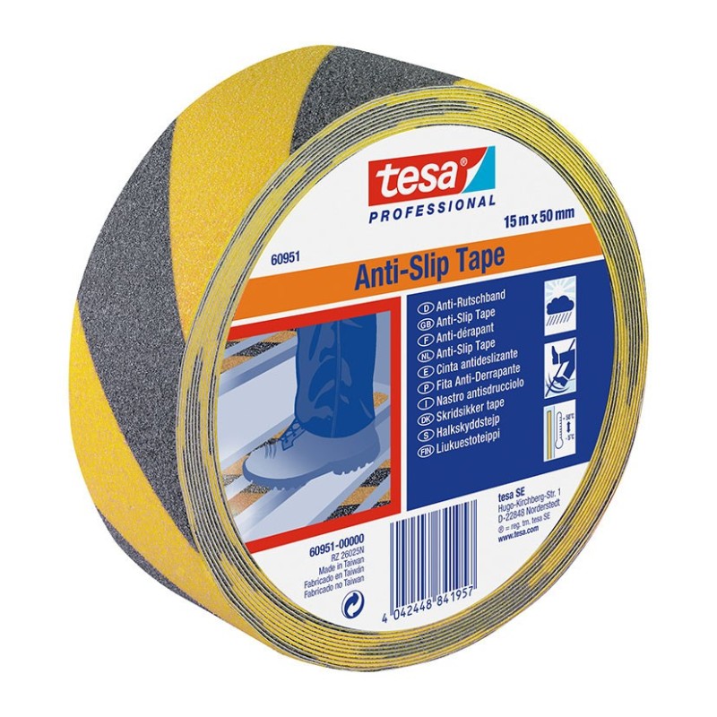 CINTA ANTIDESLIZANTE NEGRO/AMARILLO 50MMX15M