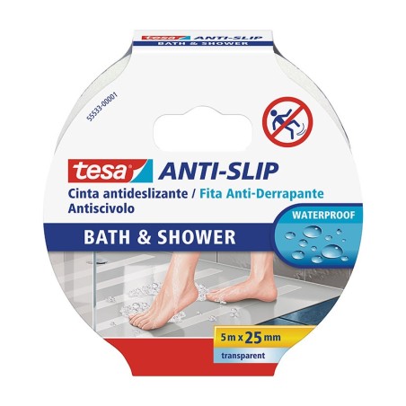 CINTA ANTIDESLIZANTE BAÑO 25MMX5M TRANSPARENTE