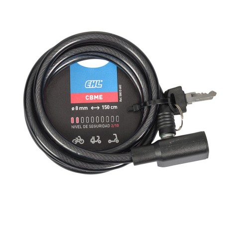 CANDADO CABLE ESPIRAL LLAVE EHL 8MM