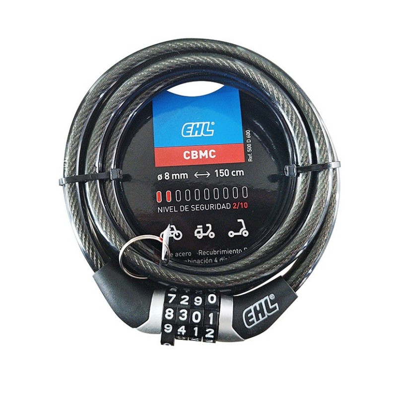 CANDADO CABLE COMBINACIÓN 150CM