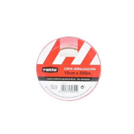 CINTA SEÑALIZACION BLANCA Y ROJA 10CMX200M