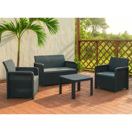 SET AZORES GRAFITO 4 PLAZAS + MESA