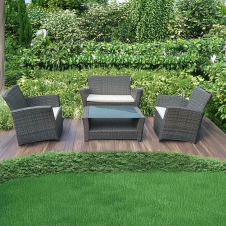 CONJUNTO RATÁN SOFA + 2 SILLONES + MESA BAJA IBIZA