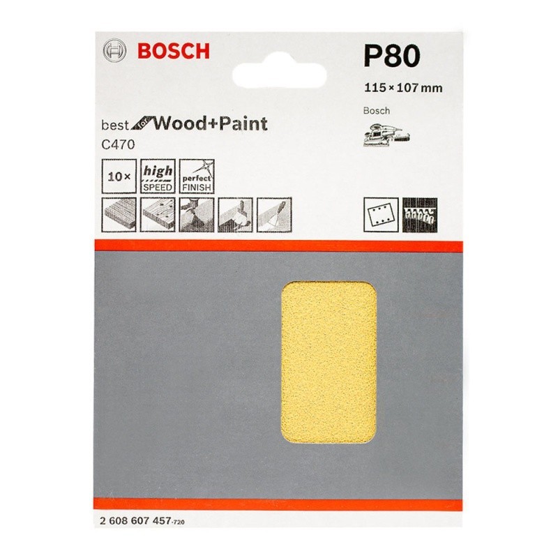 LIJA VELCRO BOSCH ORBITAL 1/4 G80 10 UNIDADES