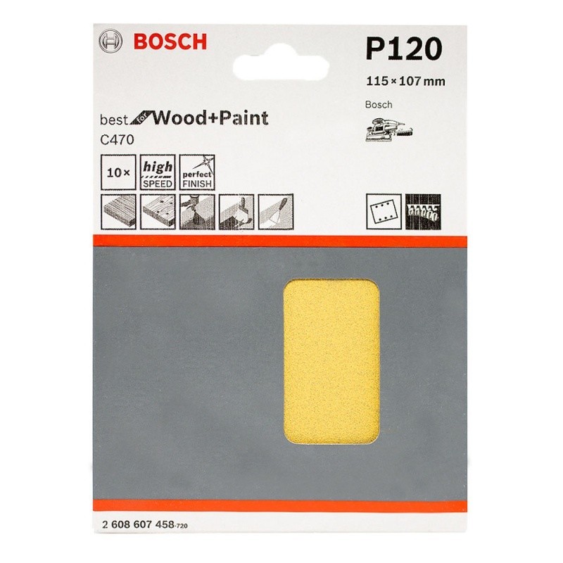 LIJA VELCRO BOSCH ORBITAL 1/4 G120 10 UNIDADES