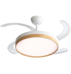 VENTILADOR TECHO ARO MADERA ASPAS PLEGABLES 30W LED