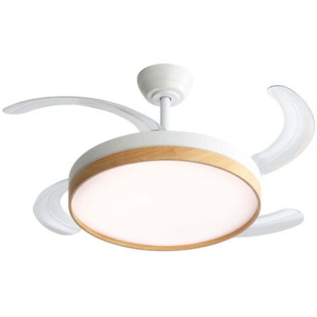 VENTILADOR TECHO ARO MADERA ASPAS PLEGABLES 30W LED