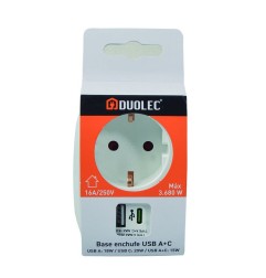 ADAPTADOR CON USB A+C DUOLEC
