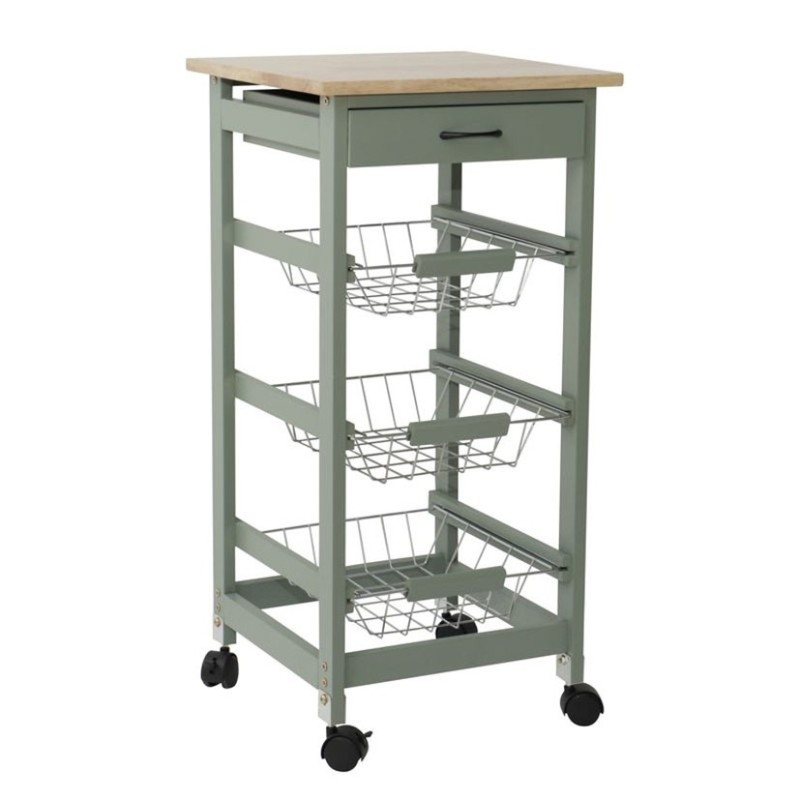 CARRO AUXILIAR COCINA 37X37X76CM VERDE