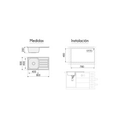 FREGADERO POSEIDÓN 800X500MM PLASTIMODUL