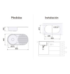FREGADERO LONDRES 840X440MM PLASTIMODUL